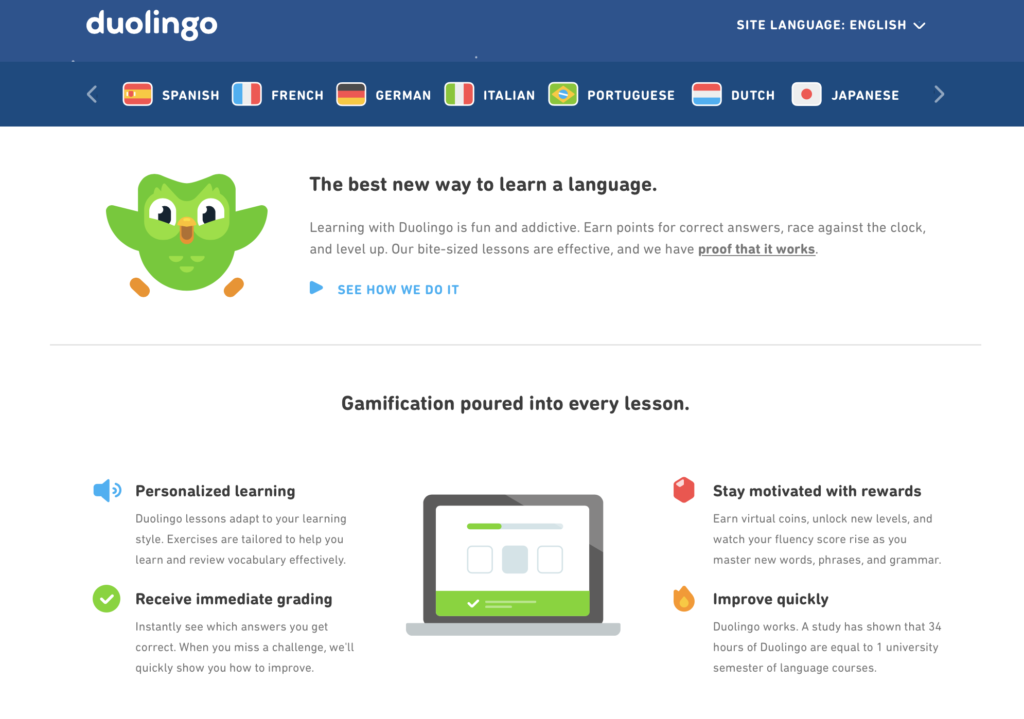 Duolingo offers paid content to learn