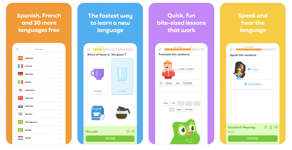 Duolingo app to learn languages fast