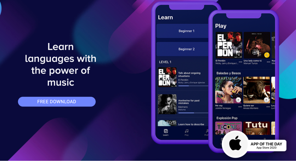 Lirica app for using music to learn Spanish